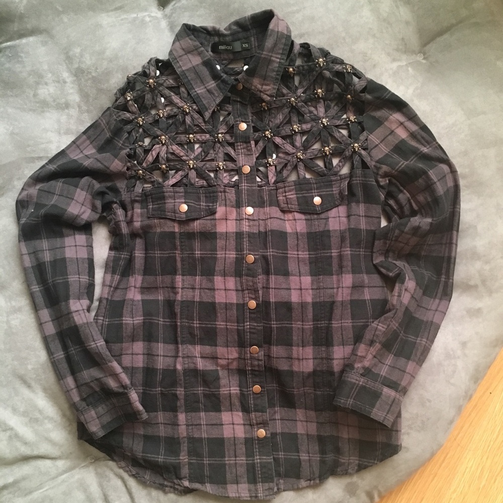 Millau LF studded cut-out flannel - XS